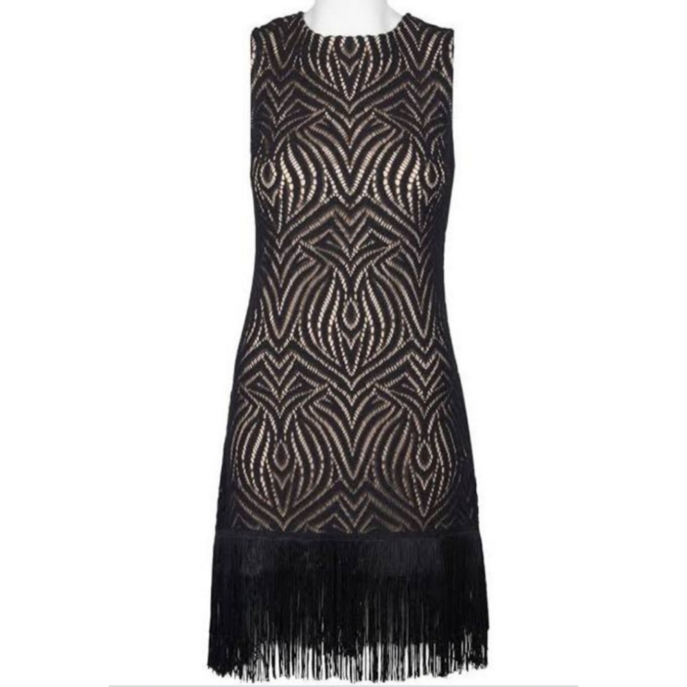 🆕️⬇️🎉HOST PICK🎉 Julia Jordan Black Fringed Hem Lace Shift Dress - Picture 9 of 9